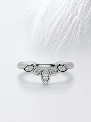 Marquise & Round Cut Moissanite Curved Diamond Wedding Band Mapple Gems